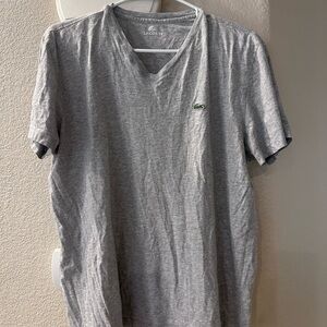 Lacoste Men's Heather Gray V-Neck Tee